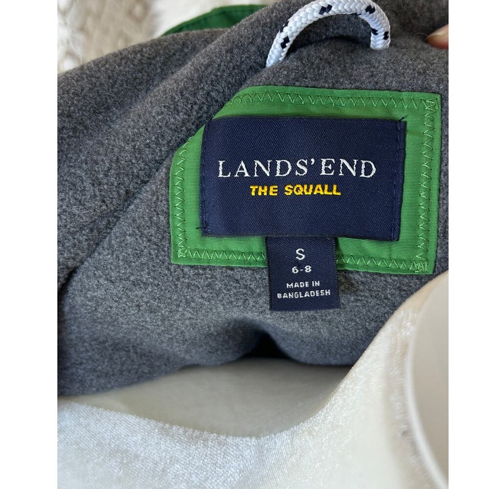 Land's End Women's Sz S Green Hooded Waterproof Lined Squall Coat SI #0004 - Picture 5 of 7